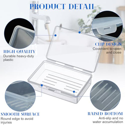 Reallnaive 24 Pcs Travel Soap Container Portable Plastic Soap Boxes Bulk with Lid Homeless Donations Bulk Gym Shower Tour Groups Hotel Outdoor Camping (Clear) - color: Clear