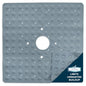 SlipX Solutions Square Natural Rubber Shower Stall Mat, 21” x 21”, Mildew Resistant, Non Slip Safety, Antimicrobial Product Protection, 140 Power Grip Suction Cups, Center Drain Hole, Gray - color: Gray