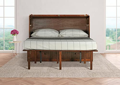Mega Solutions Murphybedz Tuscany Murphy Cabinet Chest Bed with Charging Station 6 Inch (Tobacco, Queen) - color: Tobacco, size: Queen (U.S. Standard)