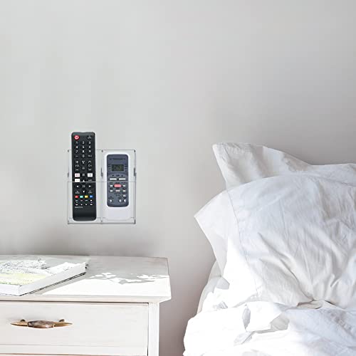 HBlife Acrylic Remote Control Holder Organizer, Clear Wall Mount Caddy for TV, Bedside - 2 Compartments - style: 2 Compartment