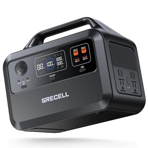 GRECELL Portable Power Station 600W 460Wh Solar Generator(Surge 1200W), 460Wh Backup LiFePO4 Battery for Outdoor Home Emergency - color: Dark Black