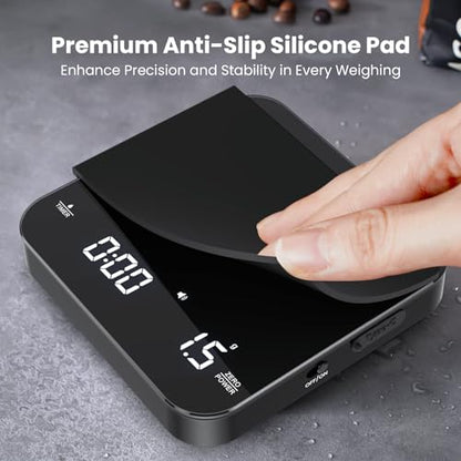 Maestri House S2 Espresso Coffee Scale with Timer, USB-C Rechargeable 2kg/0.1g Precision Shot Scale, Digital Scale for Espresso Brewing(Black) - color: Black