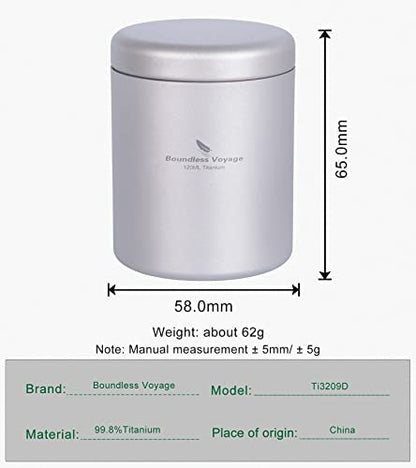 Boundless Voyage Titanium Small Tin Can Box Canister Tea Tins Coffee Tins Food Storage Container for Tea,Coffee, Herb, Candy, Chocolate, Sugar, Spices, Beans - color: Ti3209D-120ml 1pcs