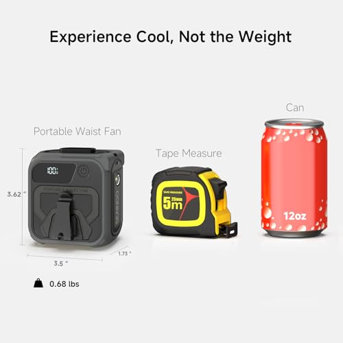 SEAINGO Portable Waist Fan Rechargeable – 10000mAh, 42 ft/s Max, 5 Speeds 16000RPM, Personal Cooling Wearable Clip Body Belt Shirt Fans, Hanging Neck Fan with Light - color: Cement Gray