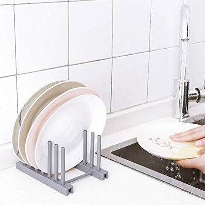 Rengue Plate Organizer, Dish Drying Rack Removable Plate Stand 6.7x4.7x3.7 Inches ABS Plastic Space Saving for Small Kitchen Countertops Gray - color: Gray