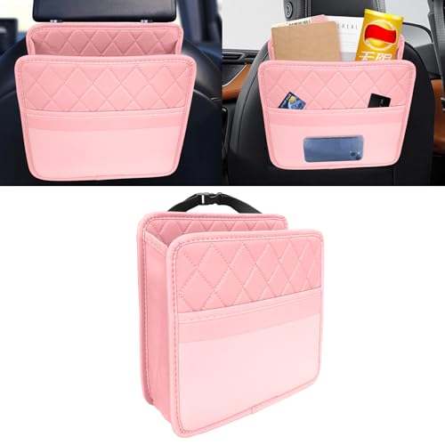 Car Seat Back Organizer, Car Organizers and Storage, Leather Multipurpose Vehicle Backseat Storage Pocket, Auto Interior Accessories Waterproof Hanging Bag for SUV Sedan Truck (Pink) - color: Pink