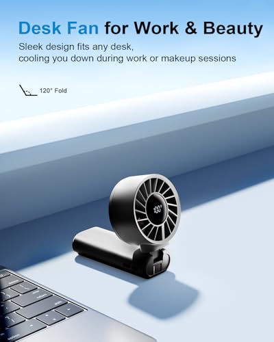 SOTHING 3-IN-1 Portable Handheld Turbo Fan, 15000-RPM, 19Hrs Cooling, 1-100 Speed, Digital Display, 120° Foldable Design, Mini Portable Fan for Travel, Personal Cooling Device for Men/Women, Outdoor - size: High-Speed