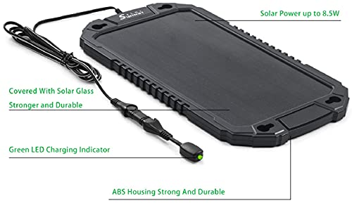 Sunway Solar Car Battery Trickle Charger & Maintainer 12Volt 8W Solar Panel Power Charger kit Portable Waterproof for Automotive RV Marine Boat Truck Motorcycle Trailer Tractor Powersports Snowmobile - size: 8W