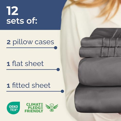 Olympic Queen Sheet Set 66x80 - 4 Piece RV Olympic Queen Size Sheets - Soft, Breathable & Cooling - Fits 14” to 16" Mattress w/ Deep Pockets - Comfy Luxury Bedding - Fade & Wrinkle Free - Dark Grey - color: 07 - Dark Grey, size: Olypmic Queen