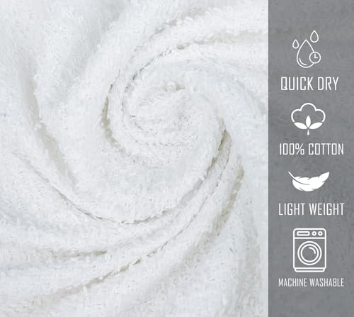 White Bath Towels (Pack of 36, 20x40 Inches, 100% Cotton, Lightweight, Quick Drying, Commercial Grade) - color: White, size: BATH TOWEL PACK OF 36 20X40
