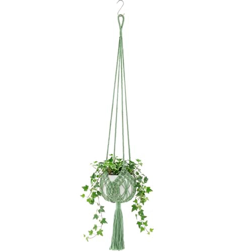 Shappy 1 Pack Boho Macrame Plant Hanger, Large Hanging Planter Plant Holder Pot Hanger Hanging Basket Wall Planters, Plants Lover Gift for Indoor Garden (Spiral Knot,Sage Green) - color: Sage Green, size: Spiral Knot