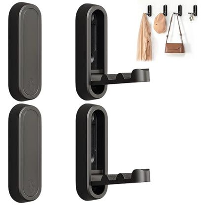 4Pcs Foldable Wall Hooks, Zinc Alloy Folding Hook Black, Heavy Duty Folding Coat Hooks Wall Mounted for Hanging Coat Towels Bags Keys (Black, 4 Pack) - color: Black, size: 4 Pack
