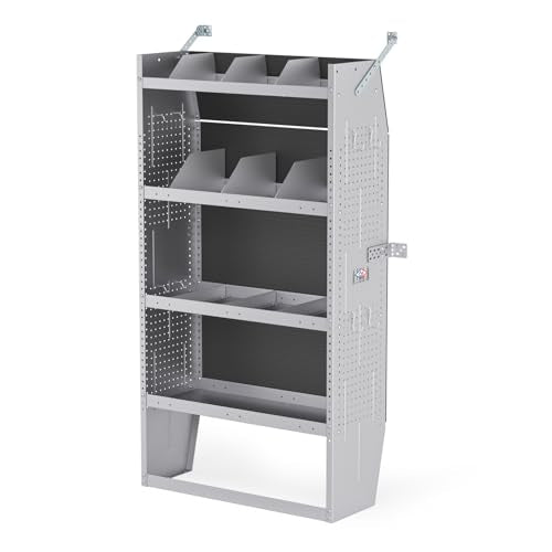 AA Products SH-6003 Steel Mid/High Roof Van Shelving Storage System Fits Transit, NV, Promaster and Sprinter, Van Shelving Units, 32''W x 60''H x 13''D