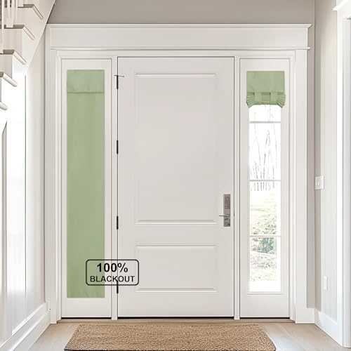 NICETOWN Door Window Curtains, Blackout French Front Door Shade Privacy Curtains for Glass, Thermal Insulated Tie Up Shades Window Covering, Olive Green, 1 Panel, W12 x72L Inch - color: Olive Green, size: 12"W x 72"L (Pack of 1)