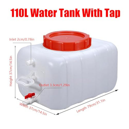 Plastic Water Tank 25L/35L/50L/80L/110L/200L Water Container，Rain Water Tank，Food-Grade Rectangular Thickened Water Tower with Faucet for Household Water Storage(Size:110L) - size: 110L