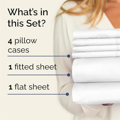 Cal King 6 Piece Sheet Set - Comfy Breathable & Cooling - Ultra-Soft Hotel Luxury Bedding Set with 8-16 Inch Deep Pockets - 1 Flat & 1 Fitted Sheet & 4 Pillowcases - Wrinkle Free & Easy Care - White - color: 01 - White, size: California King