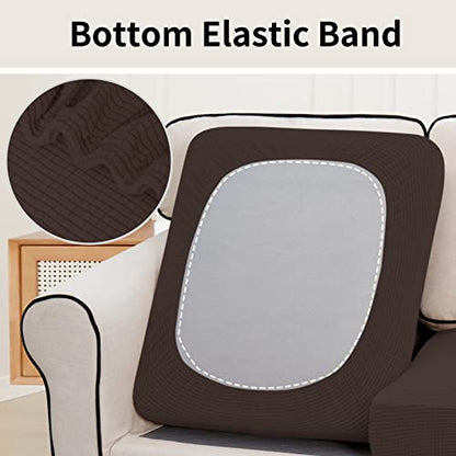 Easy-Going Stretch Individual Loveseat Couch Cushion Cover Sofa Cushion Furniture Protector Sofa slipcover Soft Flexibility with Elastic Bottom (2-piece Loveseat Cushion Cover, Chocolate) - color: Chocolate, size: 2-piece