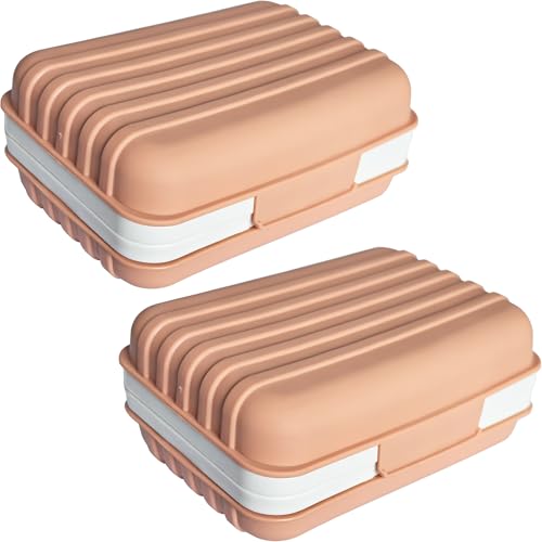 2 Pack Soap Holder Dish with Lid Draining Soap Box for Shower Compact Travel Soap Case for Camping, Gym, Hiking, Portable, Leakproof, Orange - color: Orange, size: 2 Pack