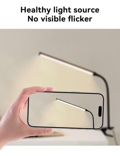 2 Pack LED Desk Lamp with Clamp,Eye-Friendly Clip on Lights for Home Office Study Reading,3 Modes 10 Brightness,Long Flexible Goose-Neck,Swing Arm Architect Task Table Lamps USB Usage - color: Black, size: 12.2inch/2 pack