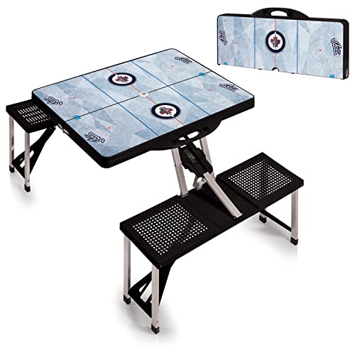 NHL Pittsburgh Penguins Portable Folding Picnic Table with Seating for 4 - color: Black