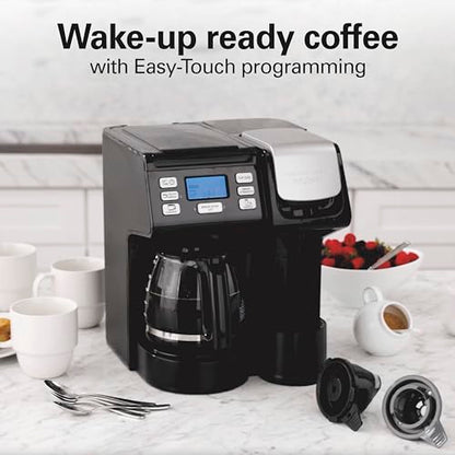 Hamilton Beach FlexBrew Trio 2-Way Coffee Maker, Compatible with K-Cup Pods or Grounds, Combo, Single Serve & Full 12c Pot, Black - Fast Brewing (49902) - color: Black, Fast Brewing, Removable Reservoir