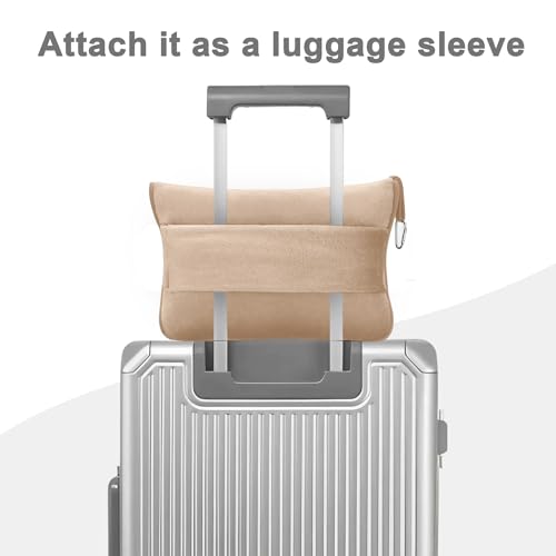Travel Blanket and Pillow Compact, Premium Soft 2 in 1 Airplane Blanket with Soft Bag Pillowcase，Hand Luggage Sleeve and Backpack Clip (Brown) - color: Light Brown