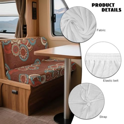 Boho Mandala Print 2 Pcs RV Dinette Cushion Covers Scratch-Resistant Camper Cushion Slipcover Fuzzy Sofa Furniture Protector Include 1 Backrest Covers and 1 Bench Covers - color: Boho Mandala