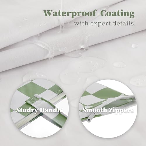 Ohocut Checkered 2 Pcs Large Travel Laundry Bags for Dirty Clothes, Aesthetic Trendy Waterproof Washable Laundry Bag with Handle for Travel, Gym, Swimming Pool Sage Green - color: Sage