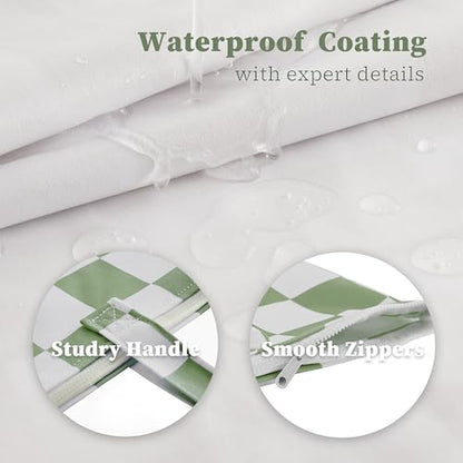 Ohocut Checkered 2 Pcs Large Travel Laundry Bags for Dirty Clothes, Aesthetic Trendy Waterproof Washable Laundry Bag with Handle for Travel, Gym, Swimming Pool Sage Green - color: Sage