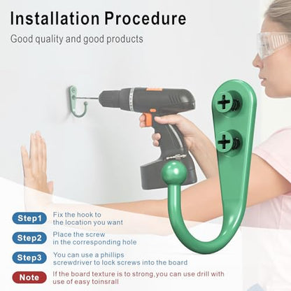 15 Pcs Black Wall Mounted Coat Hooks, Hanger Hook with 30 Pieces Screws for Towel, Key, Robe, Scarf, Bag, Cap, Coffee Cup, Mugs（Green） - color: 15PCS Mint Green Hooks