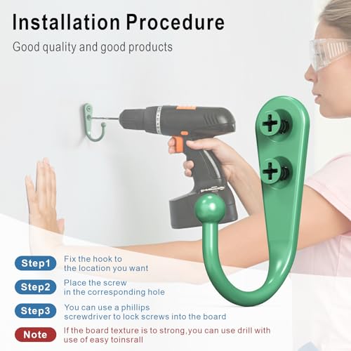 15 Pcs Black Wall Mounted Coat Hooks, Hanger Hook with 30 Pieces Screws for Towel, Key, Robe, Scarf, Bag, Cap, Coffee Cup, Mugs（Green） - color: 15PCS Mint Green Hooks