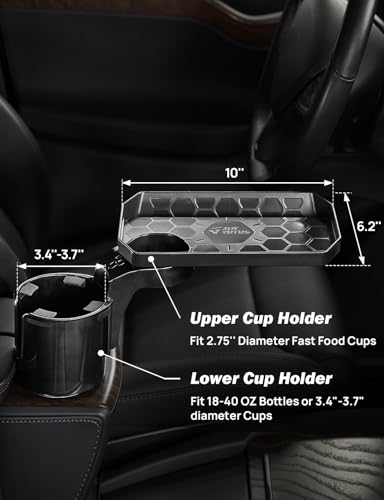 JoyTutus Car Cup Holder Expander, Automotive Cup Attachable Tray with 360° Rotation,Large Cup Holder Adapt Most Regular Cups with 18-40 oz, fit in 2.75-3.25 inch Car Holder - color: Black, size: 1Pack