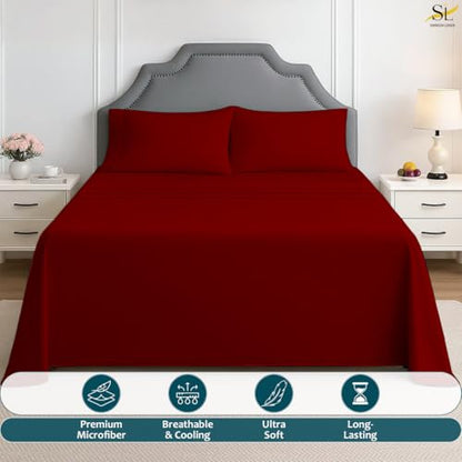 Shreem Linen Full Sheet Set - 4 Piece Ultra Soft Brushed Microfiber Bed Sheets - 15" Deep Pockets, Wrinkle-Free & Breathable for a Secure Fit Sheets & Pillowcases (Full, Burgundy) - color: Burgundy, size: Full