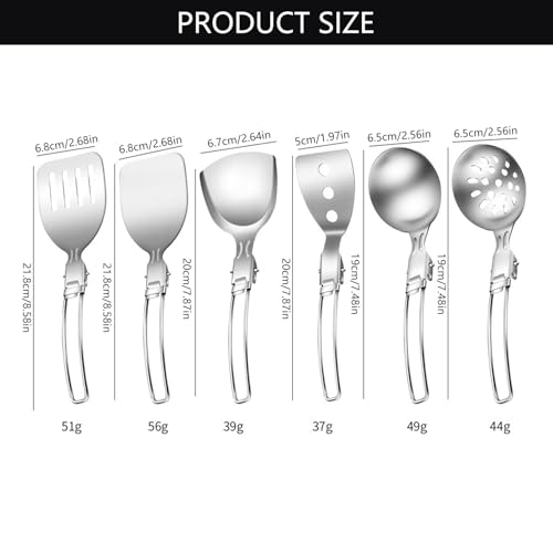 Stainless Steel Camping Cookware Set Practical Folding Soup Ladles Strainer Spatula For Outdoor Cooking Kitchen Utensils Picnics Cookware