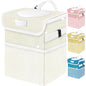 Cute Mini Car Trash Bag with Lid, Glitter Garbage Can Bin Hanging for Back/Front Seat/Console, Waterproof, Leakproof, 2.5 Gallon, Beige Cream Bling Sparkly - color: Beige Cream Bling Sparkly