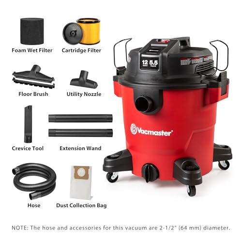 Vacmaster 12-Gallon 5.5 Peak HP Heavy-Duty Wet/Dry Vacuum - VJH1211PF 1101 - size: 12 Gallon