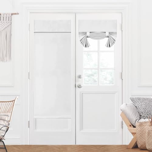 Deconovo Blackout Door Curtain Thermal Insulated Privacy Panel for Front Door & Small Windows, Light Blocking, 1 Panel, 26"x69", White
