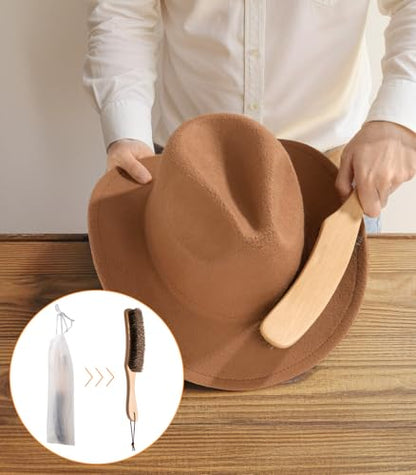 Cowboy Hat Brush, 100% Horsehair Brush for Cleaning, Lint Brush Removes Dust, Pet Hair, Cleaning Kit for Suede, Felt Hats, Wool Coats, Suits, Clothes, Shoes, Furniture, Wood Handle with Storage Bag - size: 1 Pack