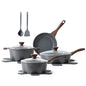 SENSARTE Nonstick Cookware Set 13-Piece, Non Stick Pots and Pans Set with Swiss Granite Coating, Healthy Kitchen Cooking Set, Stay-Cool Handles, Induction Compatible, PFOA/PFOS Free - color: Gray