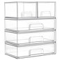Vtopmart Clear Stackable Storage Drawers Set of 5, Plastic Organizer Bins for Makeup, Cosmetics, Beauty Supplies,Ideal for Vanity, Bathroom,Cabinet,Pantry Organization - style: 2 Small+3 Wide