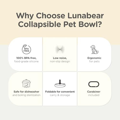 Silicone Collapsible Dog Bowl for Travel,Premium Food-Grade Silicone, Portable Water Bowl for Dogs Cats, Foldable Food Water Bowl, Walking, Carabiner, BPA Free, Dishwasher Safe (Brown) - color: Brown