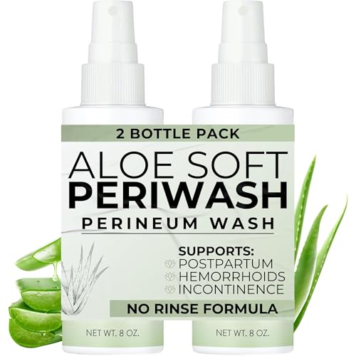Aloe Soft Perineal Spray - Pack of 2 8 oz Rinse Free Perineum Wash - Cleanses and Soothes - Made with Aloe Vera Extract - size: 2 Count