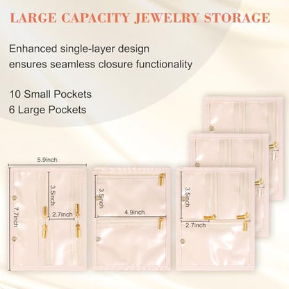 Travel Jewelry Organizer - Imitation Leather Travel Jewelry Case with Adjustable Pages, Jewelry Bag for Earrings,Rings,Necklaces,Bracelets-Perfect,Waterproof, Ideal for Trips & Gifts (Off-white) - color: Off-white