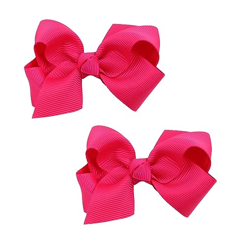 Baby Girl's 2Pcs Cute 3 Inch Pure Color Bow-knot Hair Clip for Photography Travel Daily Life (Fuchsia) - color: Fuchsia