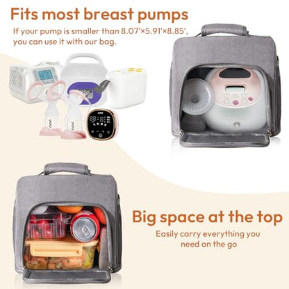 NCVI Breast Pump Bag, Double Layer Removable Pump Bag for Spectra S1, S2, Medela, Breast Pump Backpack with Ice Pack, Insulated Breast Milk Cooler Bag for Working Nursing Moms, Grey - color: Dark Grey