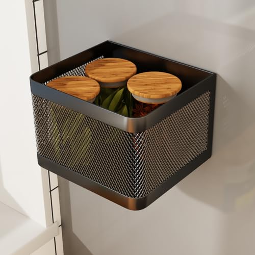 1 Pcs Magnetic Shelf For Fridge Shelves For Whiteboard Classroom Basket Organizer Holder Locker Storage Magnetic Bin Box Containers For Side Of Refrigerator (Black, 6.3''L*4.9''W*3.9''H) - color: Black, size: 6.3''L*4.9''W*3.9''H