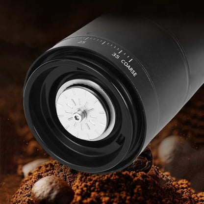 Portable Electric Coffee Grinder with 38 Adjustable Grind Settings – USB Rechargeable Stainless Steel Conical Burr, Coffee Bean Grinder for Espresso, French Press, Travel, Camping, Home & Office Use - color: Stainless Steel Black