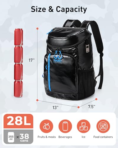 TOURIT Backpack Cooler Insulated 30 Cans, Lightweight Leak Proof Travel Cooler Bag, Soft Waterproof Cooler Backpack for Men Women, Camping Hiking Beach Travel Picnic - color: 02-Brown