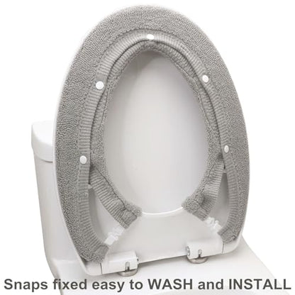 Bathroom Soft Thicker Warmer Stretchable Washable Cloth Toilet Seat Cover Pads (Gray/3pcs) - color: Gray X 3pack