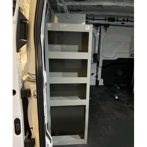 True Racks Van Shelving Storage Tower 40"" H x 13"" W x 9-1/4""D to fit Full Size Standard Roof Vans - GMC Savana, Chevy Express, Ford Econoline & Ford Transit Low Roof, Grey